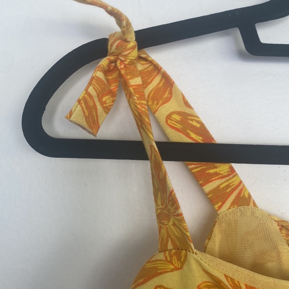 NWT-FREE PEOPLE All Tied Up Crop Tank in Yellow Combo, Sz M - Picture 7 of 11